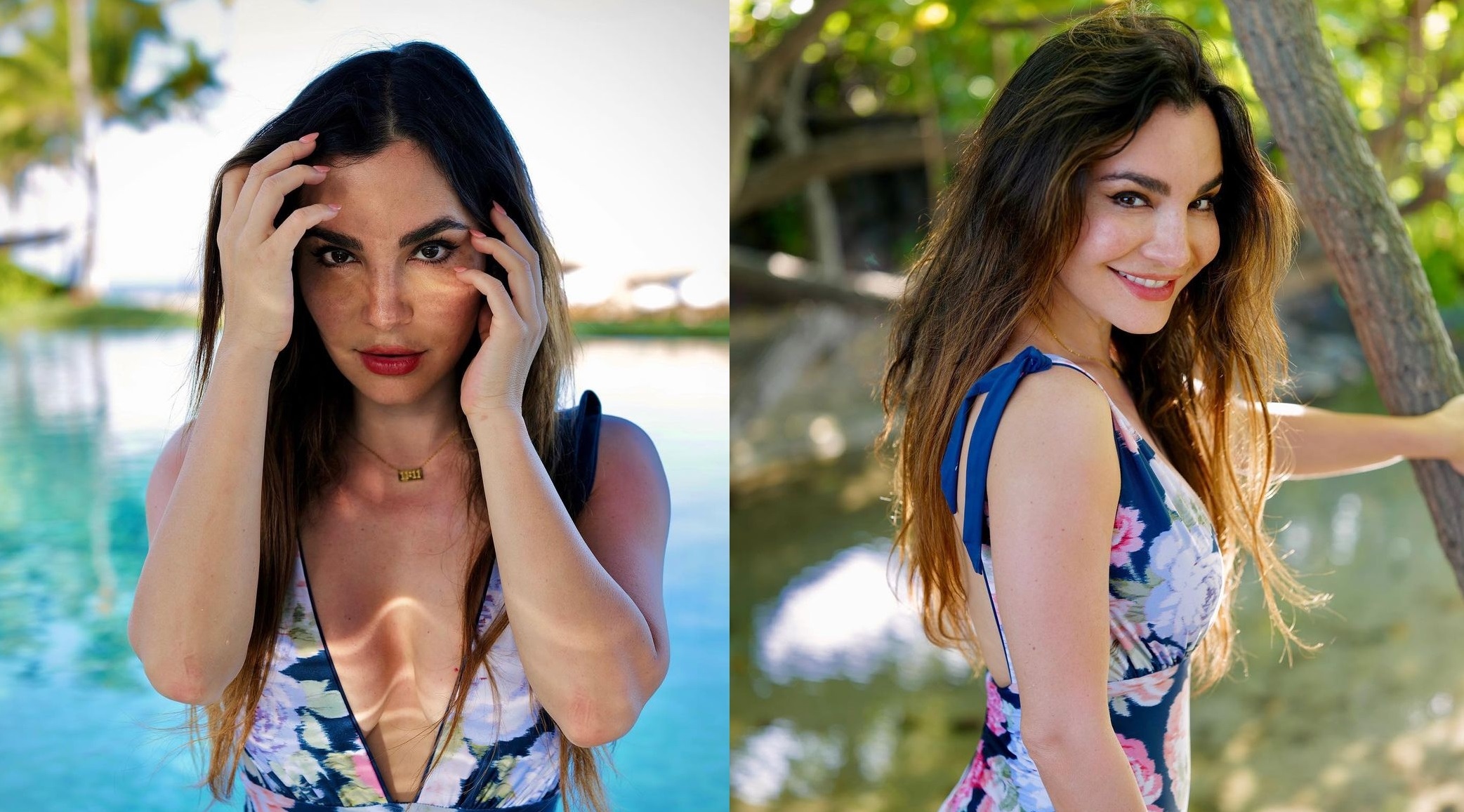 Martha Higareda welcomes spring with a low cut swimsuit and Lewis Howes