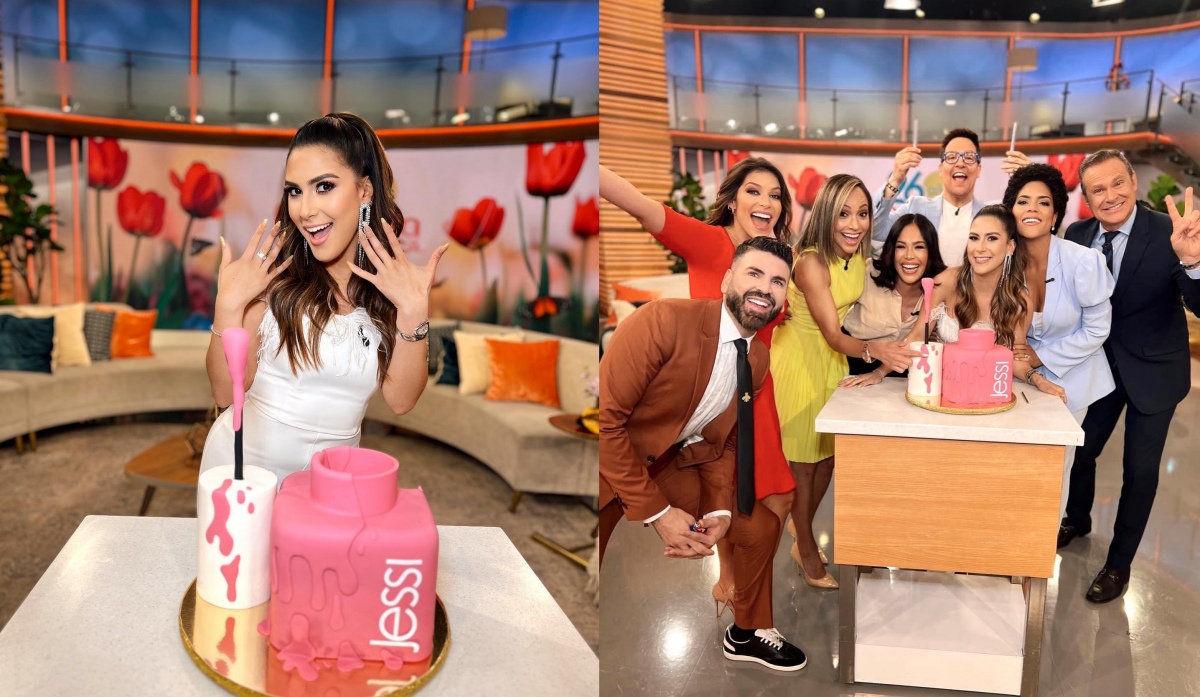 Jessi Rodriguez celebrates her birthday in Despierta America with a bite of the cake included