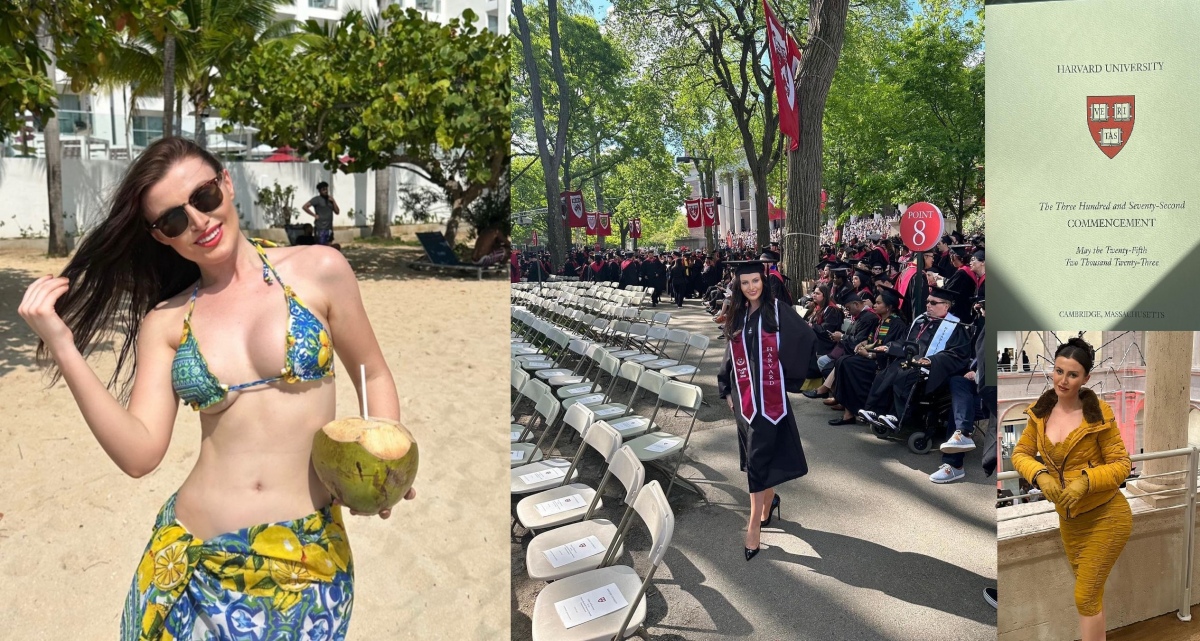 Kate Black swaps her books for bikini just after bragging her degree from Harvard University
