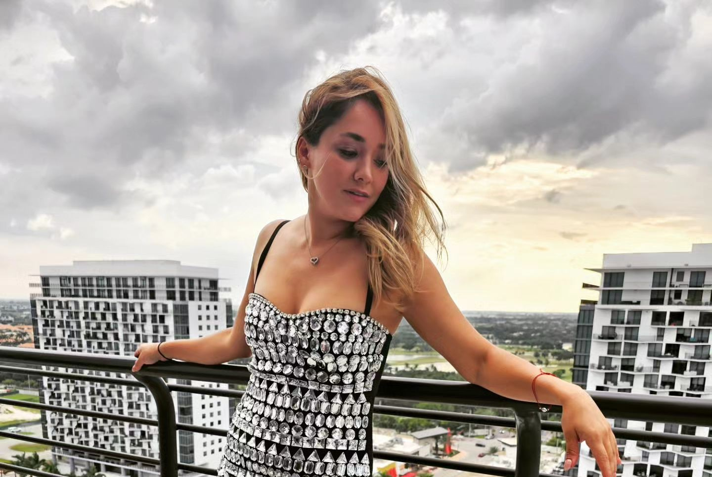 Sherlyn in Miami that showed off her figure with a minidress