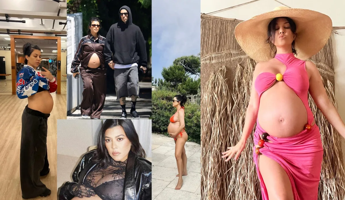 Kourtney Kardashian shows off her pregnant belly