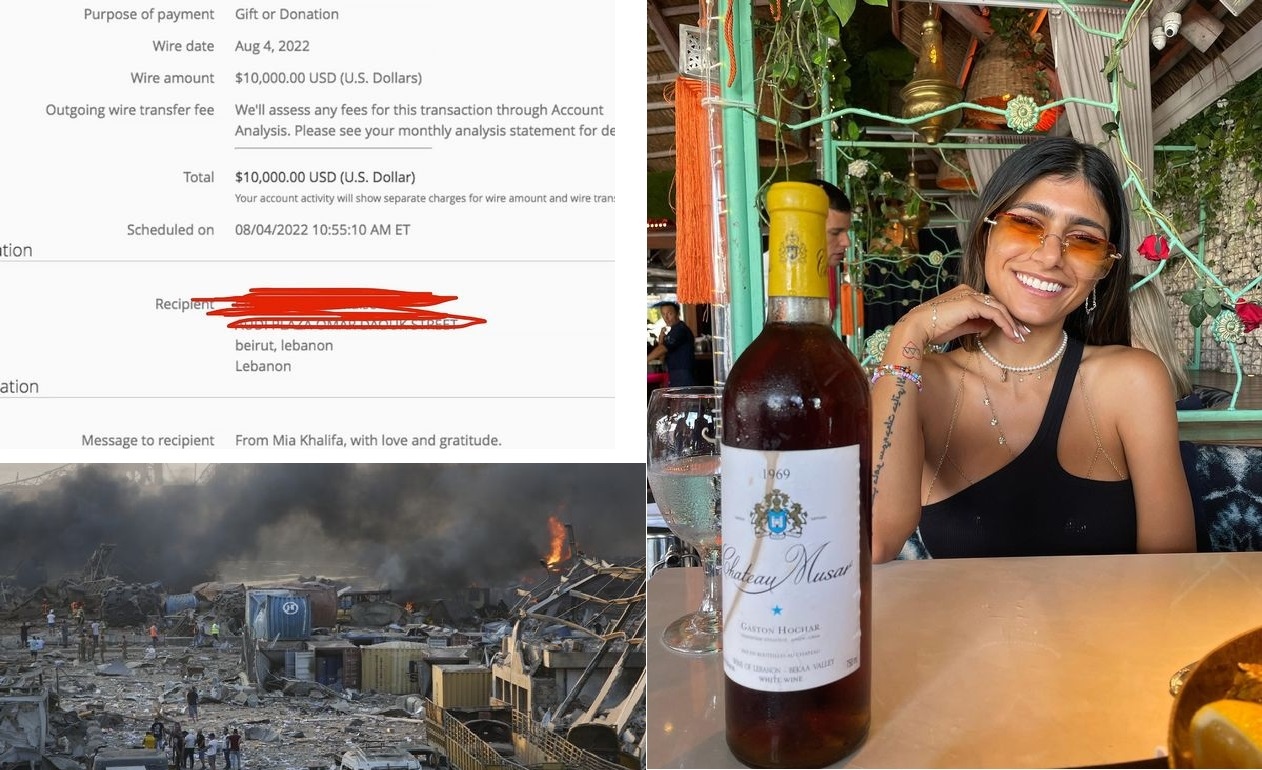 Mia Khalifa shows screengrab of massive charity donation after Lebanon blast