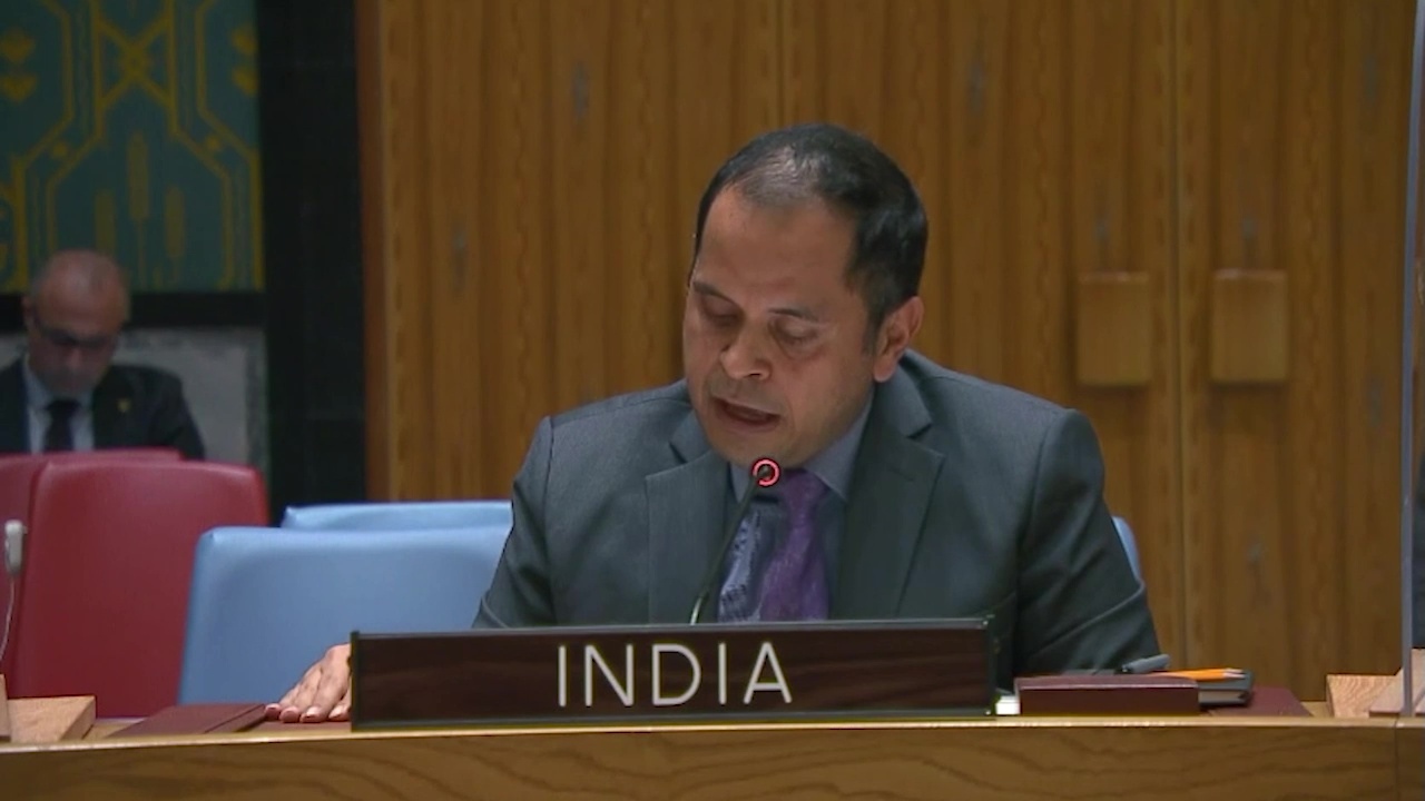 Prateek Mathur Adviser to India at UNSC speaking about Haiti