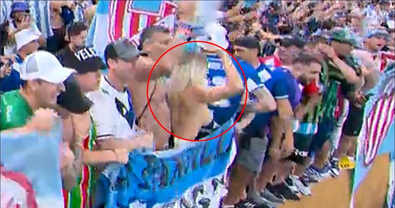 Fan lost her temper and went topless in the middle of the stadium