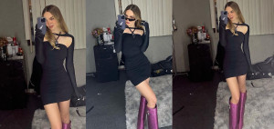 Belinda attracts attention by wearing a tight jumpsuit that highlights her figure