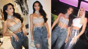 Kim Kardashian wears diamond crop top that clings to her signature curves