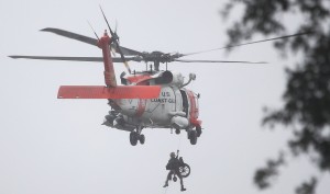 Coast Guard helicopter rescues stranded fisherman clinging to rock during Tropical Storm Earl