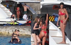 Chelsea star Marcos Alonso relaxes on yacht with bikini babes and Italian Megan Fox