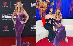Myrka Dellanos shows off her rear wearing a jumpsuit so tight that she had to cover it with tape