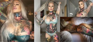 Tattoo model Juliane Forster strips down to just a thong to flaunt intricate Deadpool bum ink