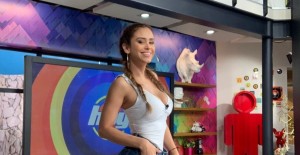 Yanet Garcia, the Mexican weather girl exposes her rear from the pool with an animal print mini bikini