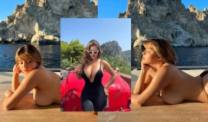 Demi Rose shares poses with no clothes on top and made a note 'I have found heaven'