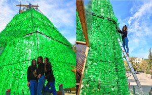 Lebanon lights a Christmas tree made from 108,000 plastic bottles