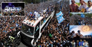 Argentina national team celebrates with millions of people the title of the World Cup in Buenos Aires